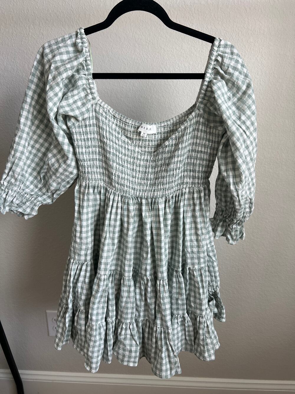 Sage Green Mable Gingham mini dress size medium